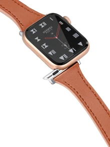 條棕色時尚皮革錶帶，兼容 Apple Watch 皮革錶帶 兼容 Apple 錶帶 40 毫米 44 毫米 45 毫米 41 毫米 38 毫米 42 毫米超薄錶帶 兼容 Apple Watch 系列 7 6 5 3 8 超 49 毫米配件 - 棕色 - 查看 2