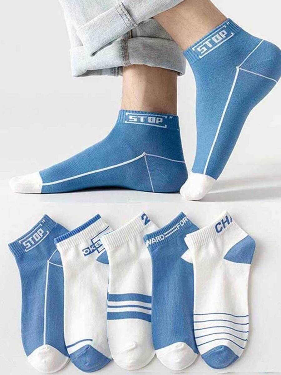 5 đôi Vớ mắt cá chân hình chữ cái cho nam - Nhiều màu - Xem 1