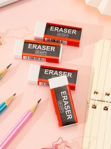 4 piezas Borrador de lápiz simple - Blanco - Ver 2