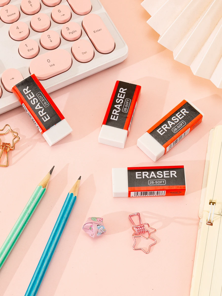 4 piezas Borrador de lápiz simple - Blanco - Ver 1