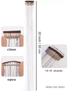 12pcs Clip In Medium Straight Synthetic Hair Extension,Fashion Party Christmas New Year Gift For Women Hair Tinsel Pack Of 12 Pcs,Clip In Hair Tinsel 20 Inch Colorful Glitter Tinsel Hair Extensions ,Festival Gift Tinsel Fairy Hair Extension Party Dazzle Hair Accessories