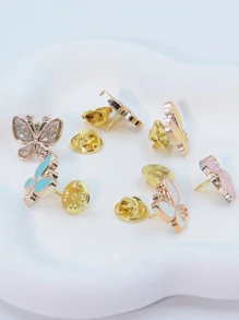 6 Pcs/Set Small Plastic Cheap Material Women Faux Pear Decor Invisible Removable Button 1.8cm/0.7inch Tighten Buckle Brooches Safety Pin For Scarf Lapel Clothes Skirt Waistband Pants Bags Decoration