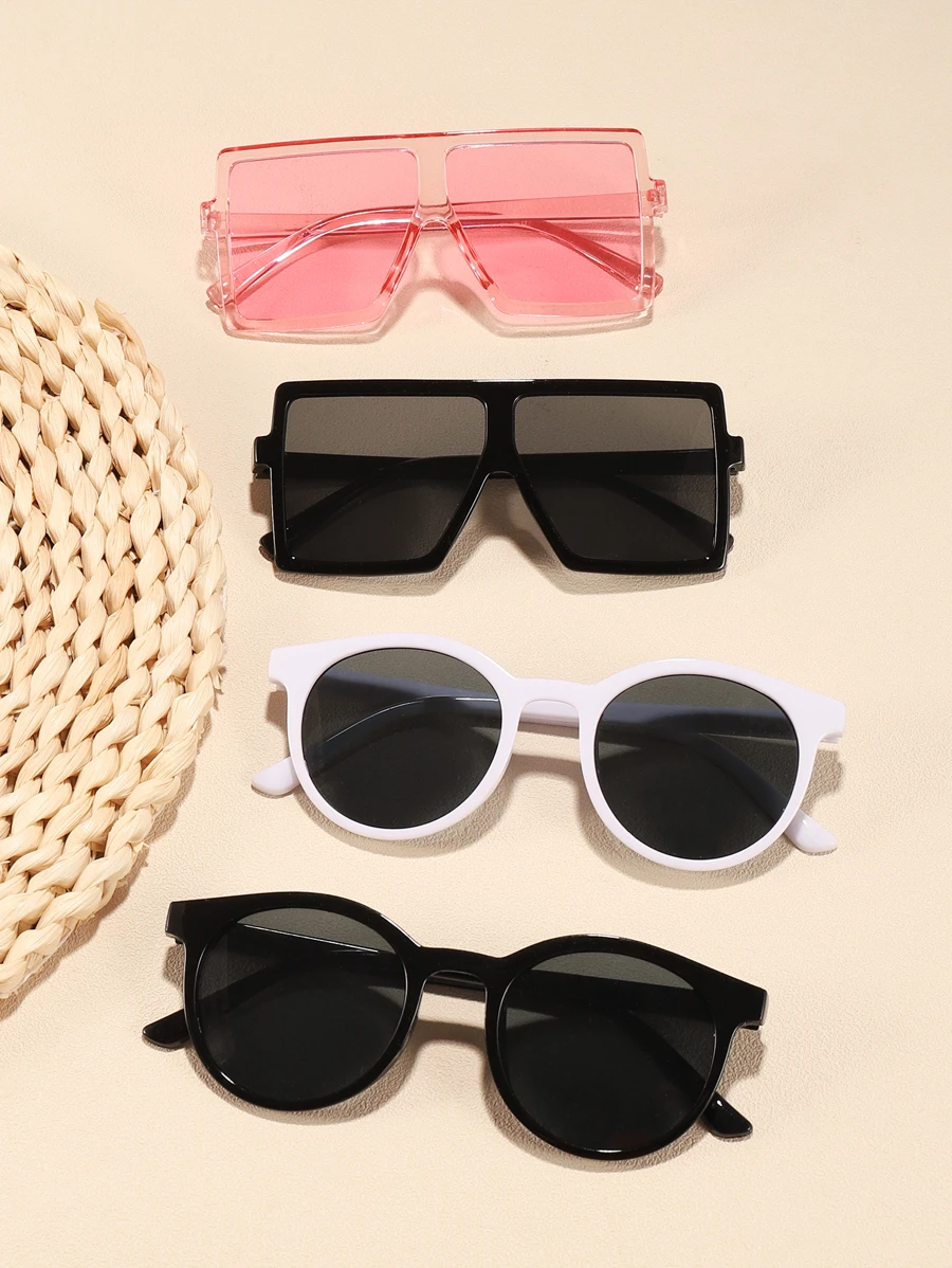 4 perechi de ochelari de modă cu ramă geometrică și rotundă pentru copii, pentru vară