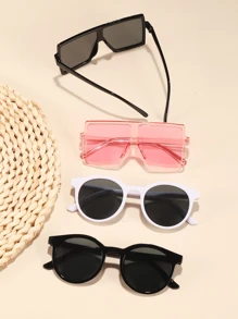 4 perechi de ochelari de modă cu ramă geometrică și rotundă pentru copii, pentru vară