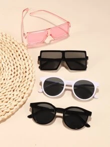 4 perechi de ochelari de modă cu ramă geometrică și rotundă pentru copii, pentru vară