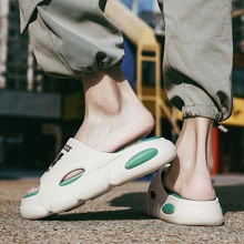 Xu hướng thời trang nam dép đi trong nhà chống trượt thường ngày đa năng đế dày đế mềm hở mũi - trắng - Xem 3