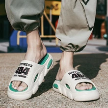 Xu hướng thời trang nam dép đi trong nhà chống trượt thường ngày đa năng đế dày đế mềm hở mũi - trắng - Xem 5