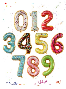 Mtrong Te 1 szt. 40 cali 0-9 Cukierkowe kolory Pączek Numer Folia Balony Helowe Dekoracje Urodzinowe Air Globos - Wielokolorowe - Zobacz 8