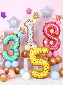 Mtrong Te 1 szt. 40 cali 0-9 Cukierkowe kolory Pączek Numer Folia Balony Helowe Dekoracje Urodzinowe Air Globos - Wielokolorowe - Zobacz 1