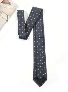 1pc Korean Style Fashionable Grey Necktie With Small Flower Detail Work - Multicolor - View 3