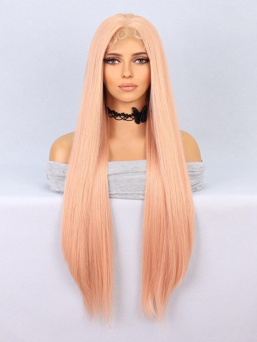 合成耐热前蕾丝假发 13 X 1 长波浪发 30 英寸渐变色日常用于女性自然外观合成柔软初学者友好型假发 - 漸層 - 查看 1