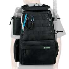 Rodeel Fishing Tackle Backpack 2 Fishing Rod Holders with 4 Tackle Boxes, Large Storage,Backpack for Trout Fishing Outdoor Sports Camping Hiking - 黑色 - 查看 2