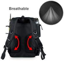 Rodeel Fishing Tackle Backpack 2 Fishing Rod Holders with 4 Tackle Boxes, Large Storage,Backpack for Trout Fishing Outdoor Sports Camping Hiking - 黑色 - 查看 7