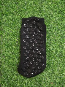 1pair Non Slip Black Fabric Athletic Socks - Black - View 4