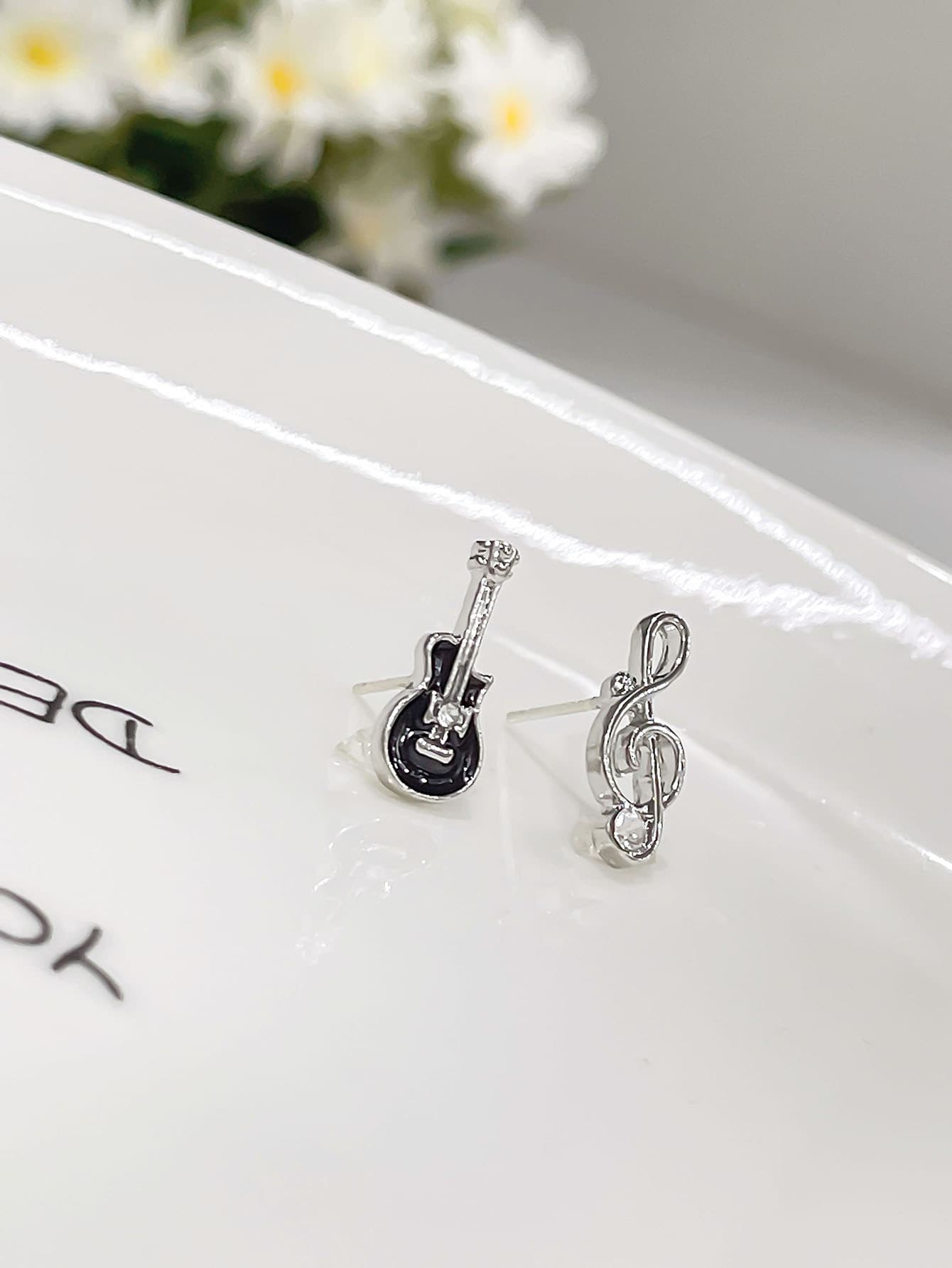 1pair Asymmetrical Violin & Music Note Shaped Unique Design Guitar