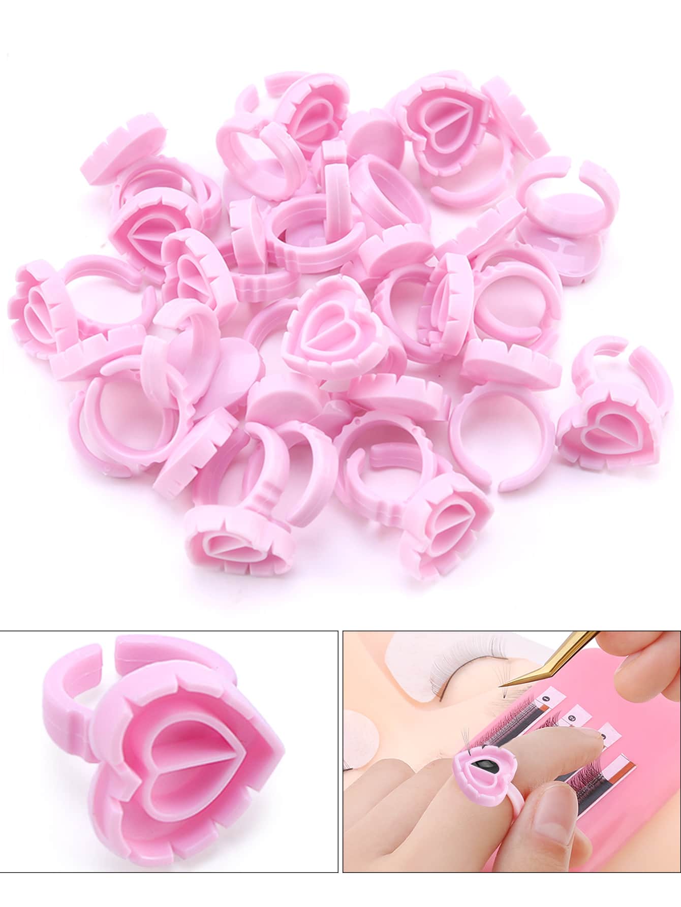 HMQ beauty 100入組一次性睫毛膠水支架杯子帶延長架子戒指,紋身貼顏料杯子適用於睫毛延長