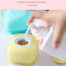 1入組矽膠寵物洗澡刷 - 黃色 - 查看 3