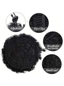 Afro Short Curly Synthetic Hair Bun - Black - View 3