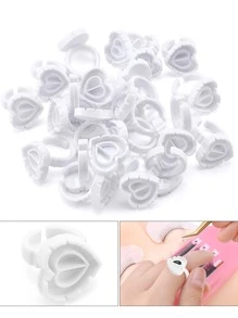 HMQ beauty 100入組一次性睫毛膠水支架杯子延伸工具適用於睫毛,紋身貼顏料,嫁接睫毛 - 白色 - 查看 2