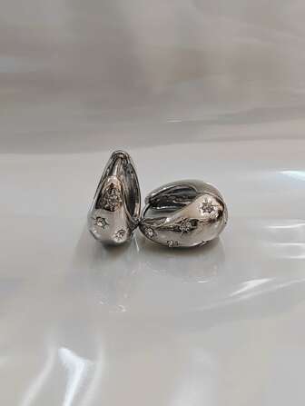 1 par enkla och glänsande blom- och ädelstensdekor Vacation Hoop-örhängen, lämpliga för daglig klädsel för kvinnor