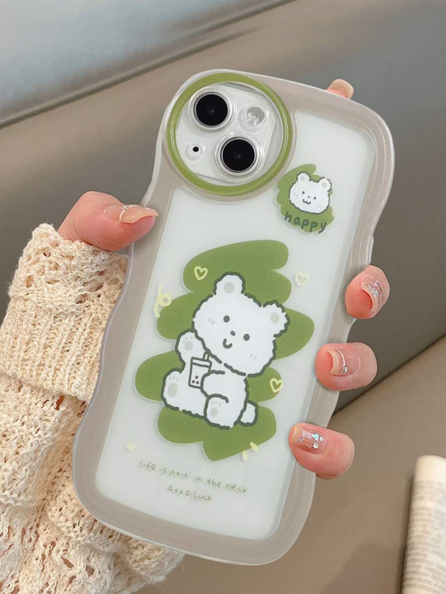 Cartoon Bear Print Silicone Phone Case - Multicolor - View 1