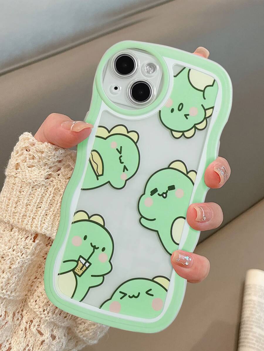 卡通恐龙图案硅胶手机壳，国际版，非国内版 - 彩色 - 查看 1