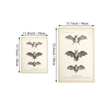1入組復古蝙蝠印花牆壁藝術帆布畫古董蝙蝠動物海報牆畫客廳家居裝飾無框 - 彩色 - 查看 3