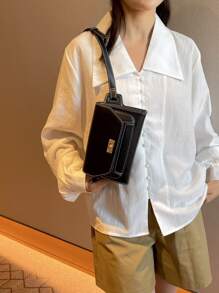 女士多功能腰包和胸包，適合日常通勤和旅行 - 黑色 - 查看 4