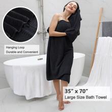 8 Piece Oversized Bath Towel Set-2 Extra Large Bath Towel Sheets,2 Hand Towels,4 Washcloths-600GSM Soft Highly Absorbent Quick Dry Beach Chair Towels Woven Towels for Bathroom Hotel and Spa - 黑色 - 查看 3