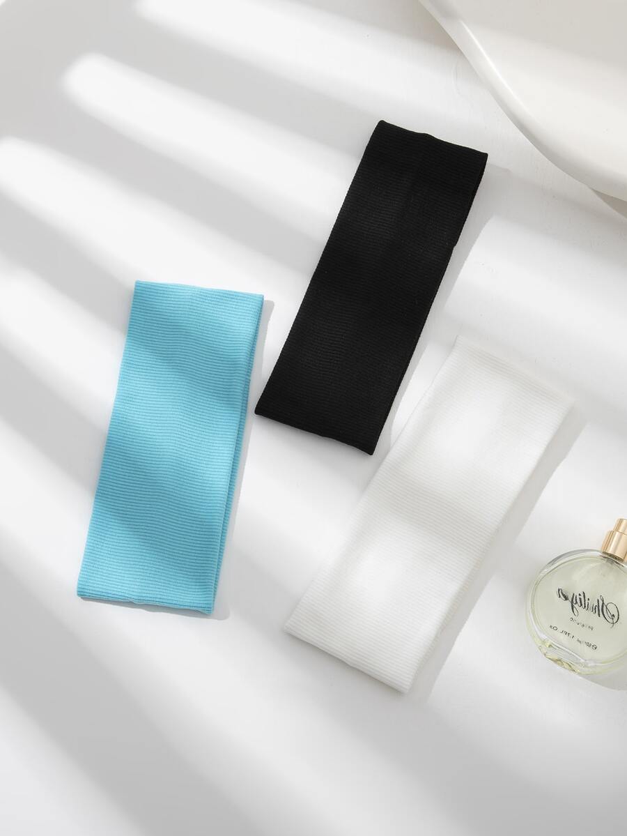 件裝純色針織彈性髮帶，適合日常瑜珈、戶外運動