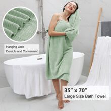 8 Piece Oversized Bath Towel Set-2 Extra Large Bath Towel Sheets,2 Hand Towels,4 Washcloths-600GSM Soft Highly Absorbent Quick Dry Beach Chair Towels Woven Towels for Bathroom Hotel and Spa - Green - View 3
