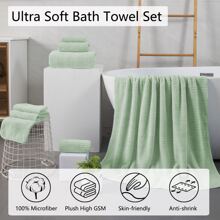 8 Piece Oversized Bath Towel Set-2 Extra Large Bath Towel Sheets,2 Hand Towels,4 Washcloths-600GSM Soft Highly Absorbent Quick Dry Beach Chair Towels Woven Towels for Bathroom Hotel and Spa - Green - View 2