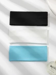件裝純色針織彈性髮帶，適合日常瑜珈、戶外運動 - 彩色 - 查看 3