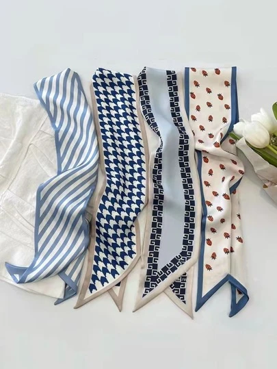 4pcs Striped & Strawberry Print Hair Band Elegant Headband Turban Headband Sweatband, School Stuff, College, Headbands Fall Winter Hair Accessories For Women For Vacation Outfits Woman Elegant Scarf Women Bandanas Soft Headwrap