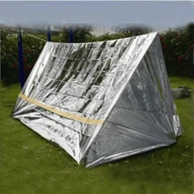 在緊急情況下保持溫暖82英寸x51英寸聚酯薄膜保暖毯，適用於急救箱和自然災害 - 銀色 - 查看 4