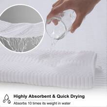 8 Piece Oversized Bath Towel Set-2 Extra Large Bath Towel Sheets,2 Hand Towels,4 Washcloths-600GSM Soft Highly Absorbent Quick Dry Beach Chair Towels Woven Towels for Bathroom Hotel and Spa - 白色 - 查看 5