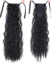 卷馬尾合成纖維接髮 - 黑色 - 查看 5