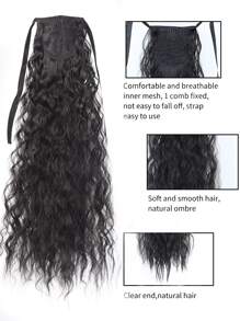 卷馬尾合成纖維接髮 - 黑色 - 查看 6