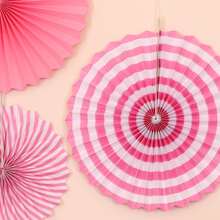 1套裝飾紙扇 - 粉色 - 查看 3