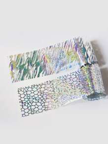 2入組100cm雷射斑馬紋指甲貼紙，全息網狀美甲貼紙DIY指甲裝飾, 美甲寶石美甲用品