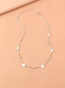 Aomogo Dây chuyền thép không gỉ, dây chuyền hình trái tim đính pha lê kiểu cổ điển, dây chuyền thời trang Hàn Quốc, trang sức nữ, quà tặng ngày Valentine, quà tặng ngày của mẹ. - Bạc - Xem 4