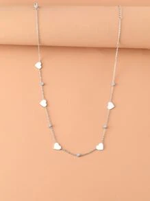 Aomogo Dây chuyền thép không gỉ, dây chuyền hình trái tim đính pha lê kiểu cổ điển, dây chuyền thời trang Hàn Quốc, trang sức nữ, quà tặng ngày Valentine, quà tặng ngày của mẹ. - Bạc - Xem 1