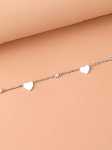 Aomogo Dây chuyền thép không gỉ, dây chuyền hình trái tim đính pha lê kiểu cổ điển, dây chuyền thời trang Hàn Quốc, trang sức nữ, quà tặng ngày Valentine, quà tặng ngày của mẹ. - Bạc - Xem 2
