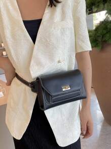 女士多功能腰包和胸包，適合日常通勤和旅行 - 黑色 - 查看 3