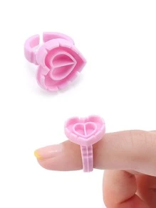 HMQ beauty 100入組一次性睫毛膠水支架杯子帶延長架子戒指,紋身貼顏料杯子適用於睫毛延長 - 粉色 - 查看 4