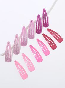 12 件纯色闪光亮片发夹刘海夹，适合女孩 - 彩色 - 查看 2