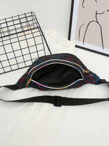 1 pieza Bolsa de cintura holográfica para niño y niña, bolso de cintura rosa, plateado, negro, geométrico, bolso de pecho con láser para teléfono