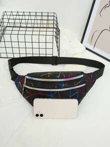 1 pieza Bolsa de cintura holográfica para niño y niña, bolso de cintura rosa, plateado, negro, geométrico, bolso de pecho con láser para teléfono