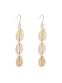 2入組歐美風格合金自然貝殼和海螺殼懸垂耳環適合女士派對 - 彩色 - 查看 2