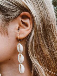 2入組歐美風格合金自然貝殼和海螺殼懸垂耳環適合女士派對 - 彩色 - 查看 1